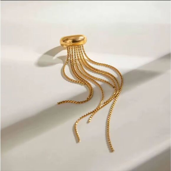 New Elegant Gold Ss Chain Ear Cuff Curated Ear Stacking Earring 1 Pc - Picture 2 of 8